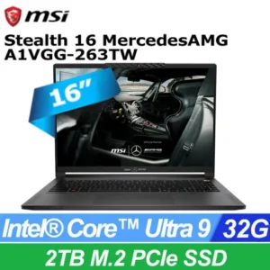 MSI 微星Stealth 16 MercedesAMG 16吋 AI電競OLED筆電黑色(Ultra 9 185H/32GB/2TB/RTX4070/W11P/A1VGG-263TW) 4.8